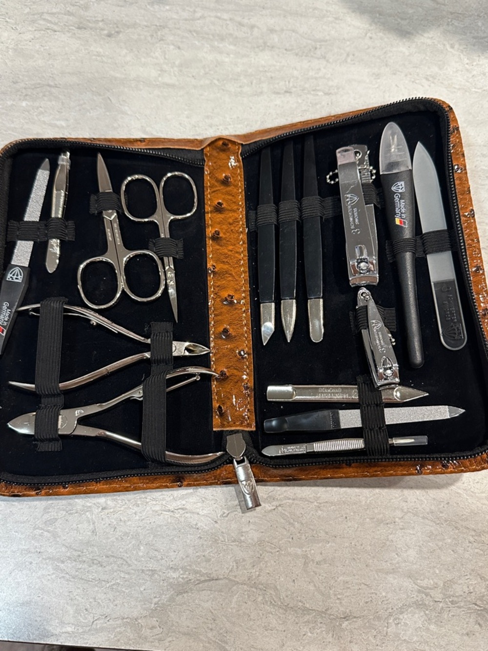 3 Swords Germany Manicure set pedicure kit Cognac